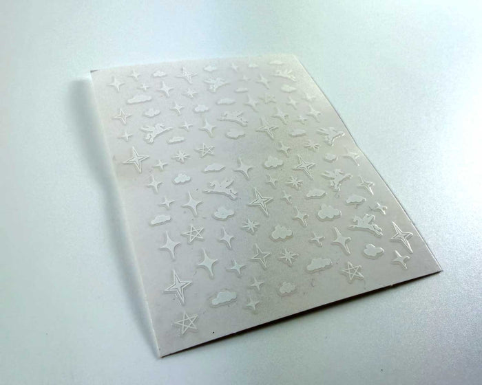 White Unicorn Clouds Stars Nail Art Decals
