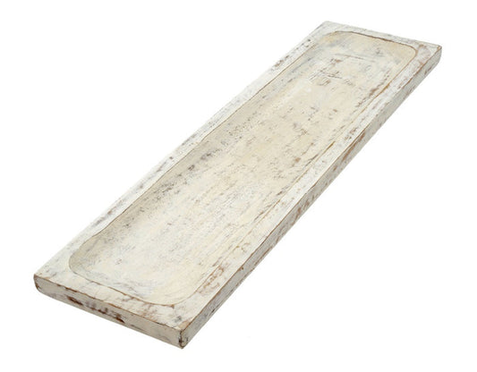 White washed wooden tray 1-3881