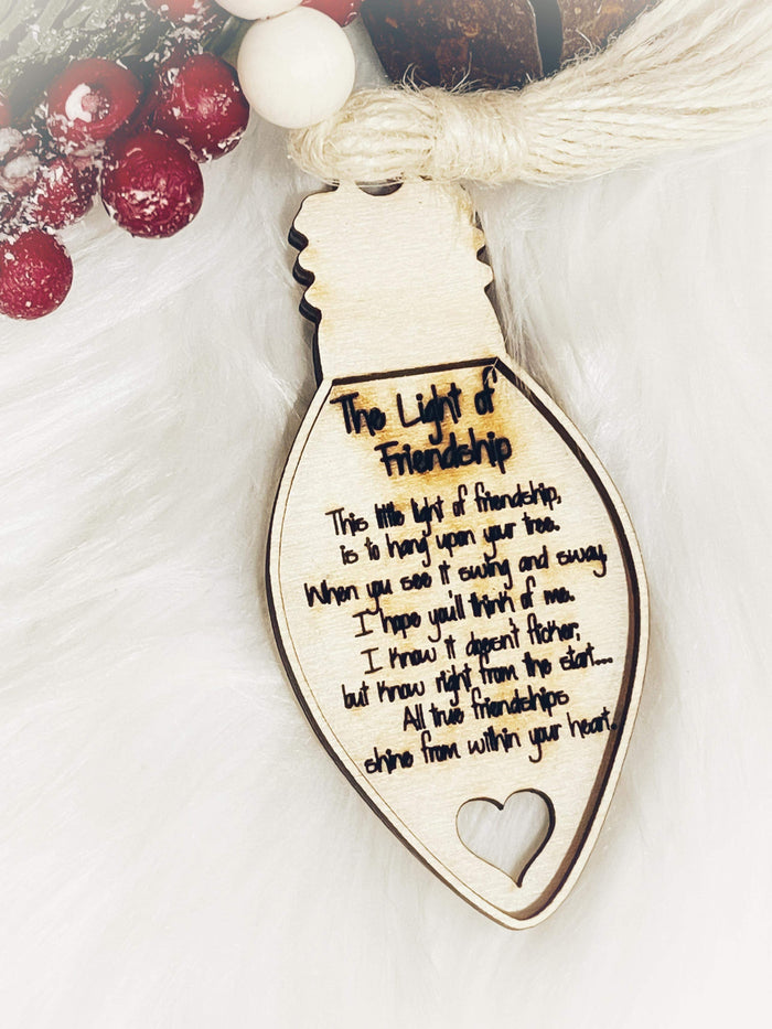 Wholesale | 1 pc | Wood Light of Friendship Ornament