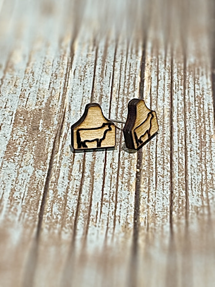 Wholesale | 10 pairs | Cow outline tag earrings