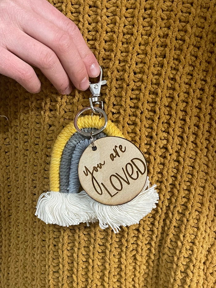 Wholesale | 4 PCs | Rainbow boho keychains with inspirational disk