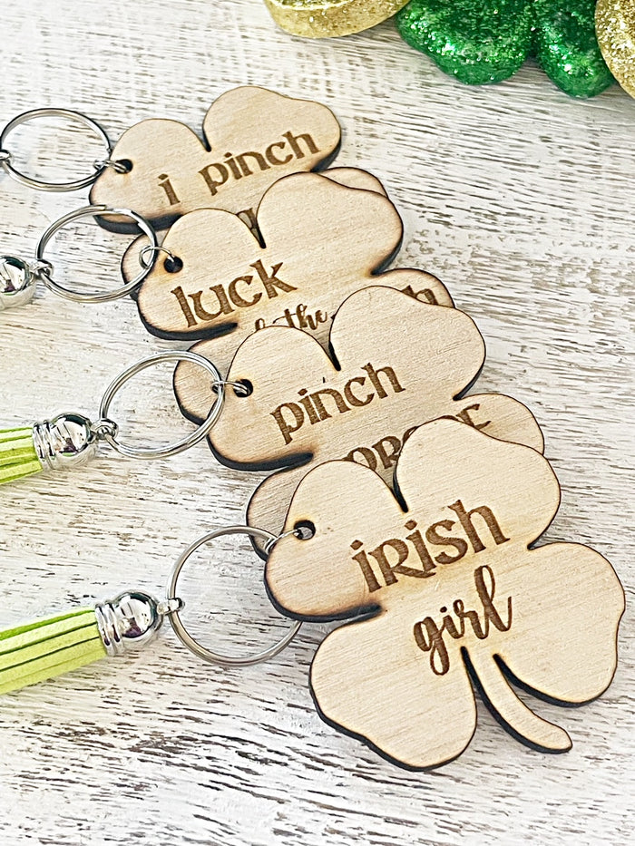 Wholesale | Luck of the Irish St Patricks Day Wood Keychains