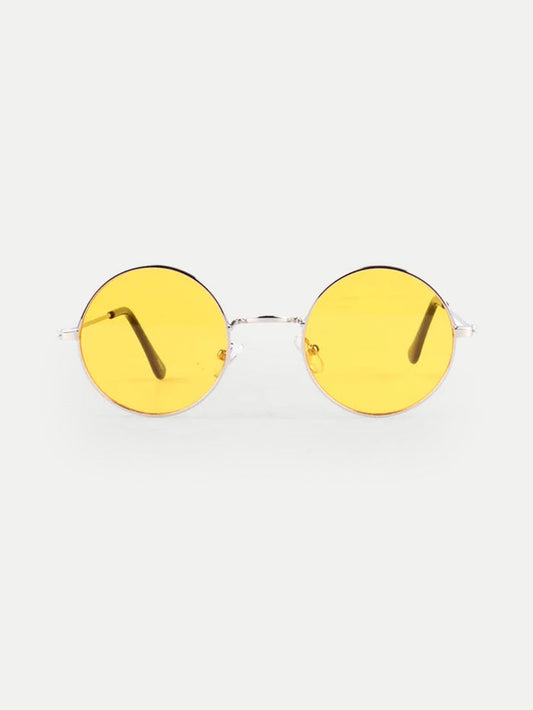 Wireframe Round Lennon Sunglasses | Yellow-Image 1