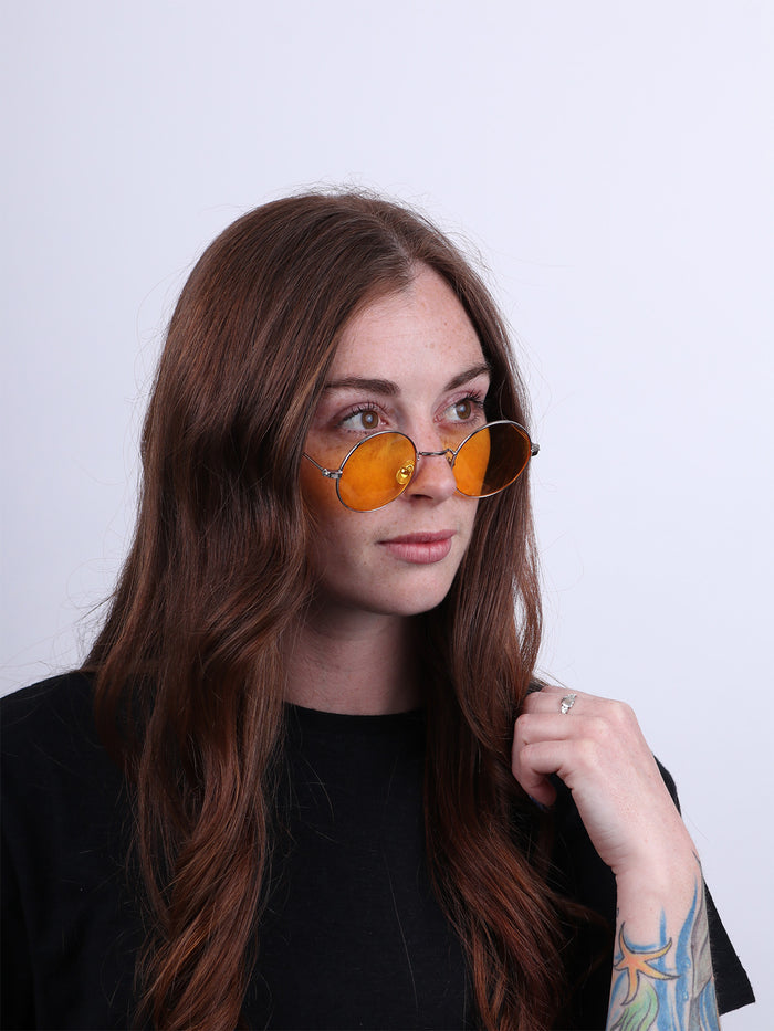 Wireframe Round Lennon Sunglasses | Yellow-Image 2