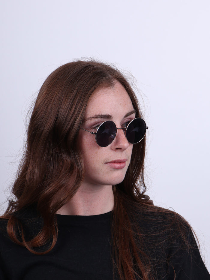 Wireframe Round Lennon Sunglasses | Silver-Image 2