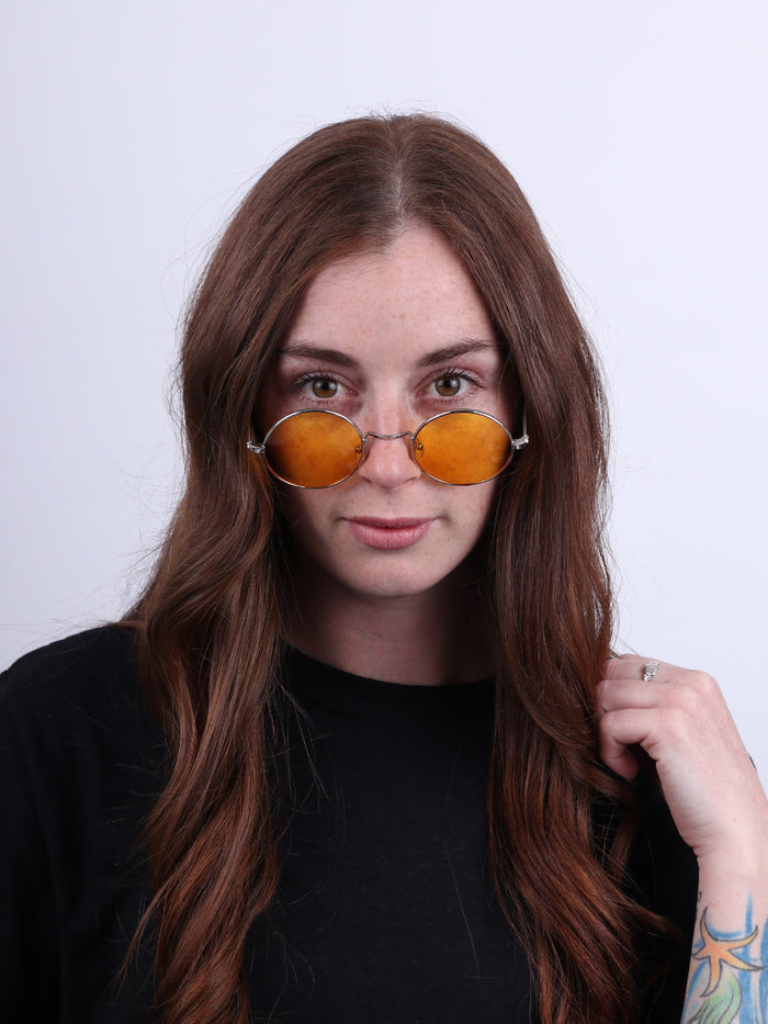 Wireframe Round Lennon Sunglasses | Yellow-Image 3