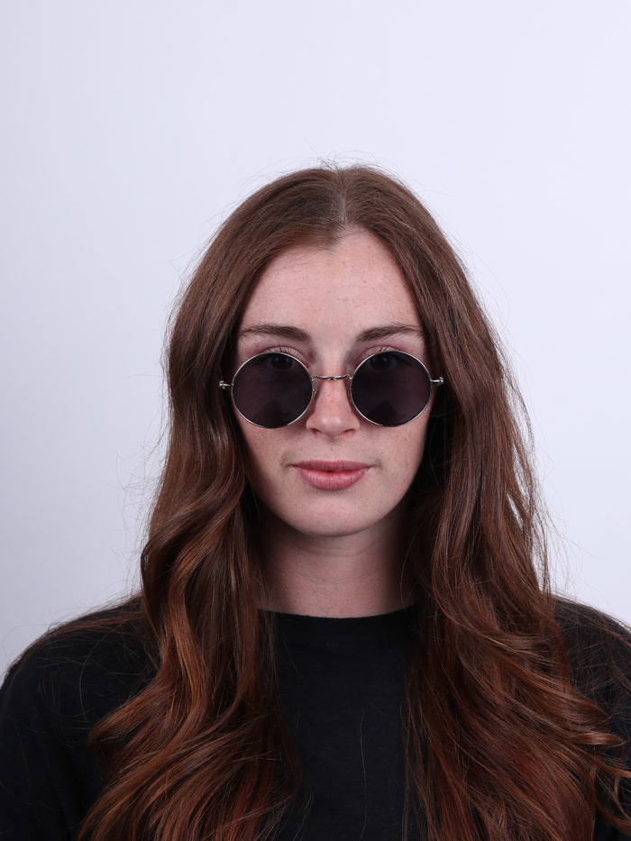 Wireframe Round Lennon Sunglasses | Silver-Image 3