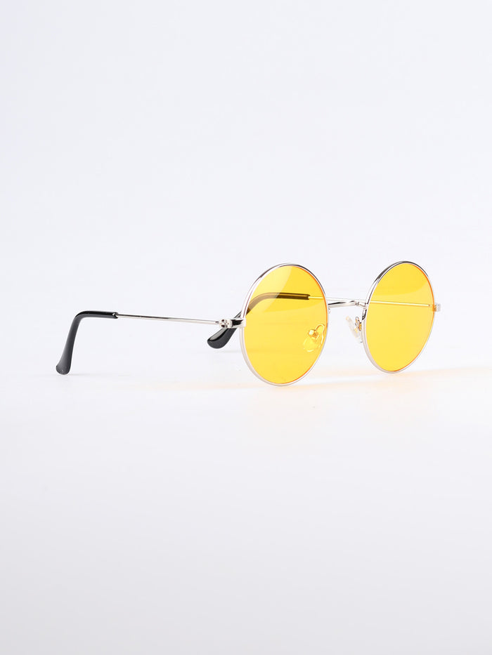 Wireframe Round Lennon Sunglasses | Yellow-Image 4
