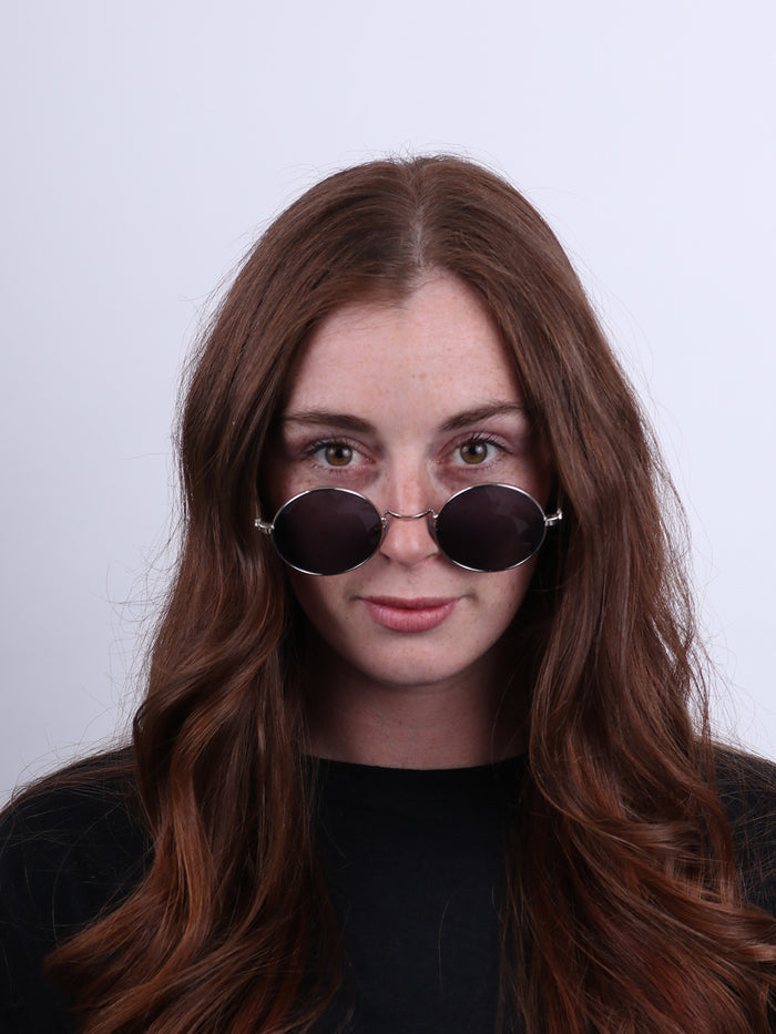 Wireframe Round Lennon Sunglasses | Silver-Image 4