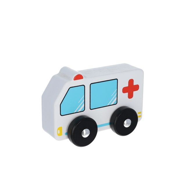Le Petit Souk - Wooden Toy - Ambulance - Side Look 2