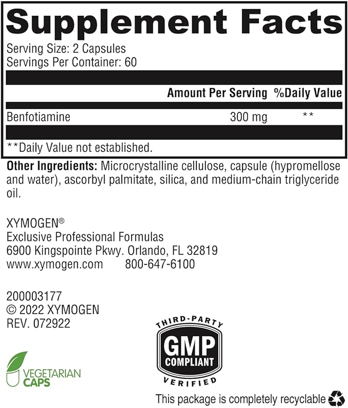 Xymogen Benfotiamine Capsules