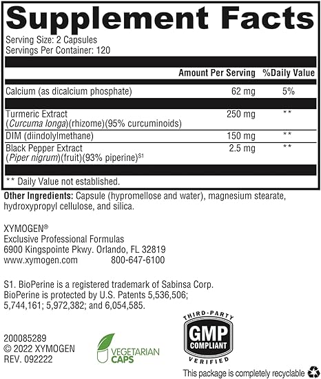 Supplement bottle featuring DiMension 3 proprietary formula with Curcumin and BioPerine.