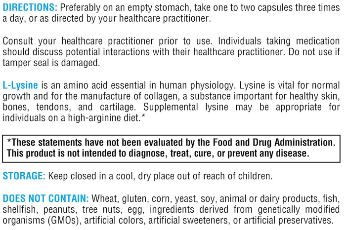 Xymogen L-Lysine Capsules