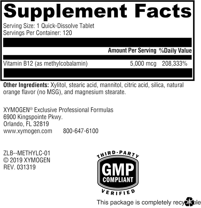 Xymogen Methylcobalamin Tablets