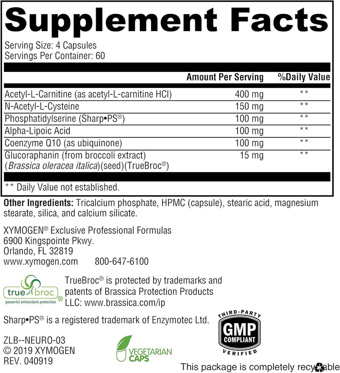 Xymogen NeuroActives BrainSUstain CapsulesXymogen NeuroActives BrainSUstain Capsules