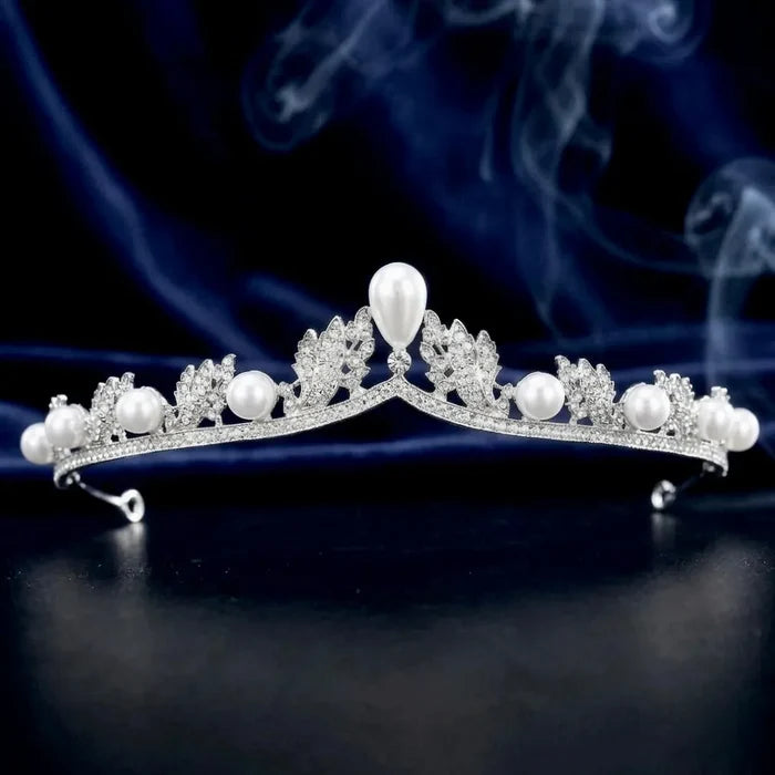 Pearl & Crystal Bridal Tiara | Elegant Pearl Wedding Crown