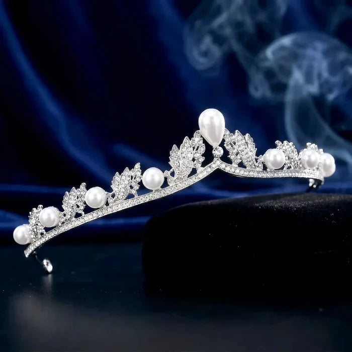 Pearl & Crystal Bridal Tiara | Elegant Pearl Wedding Crown