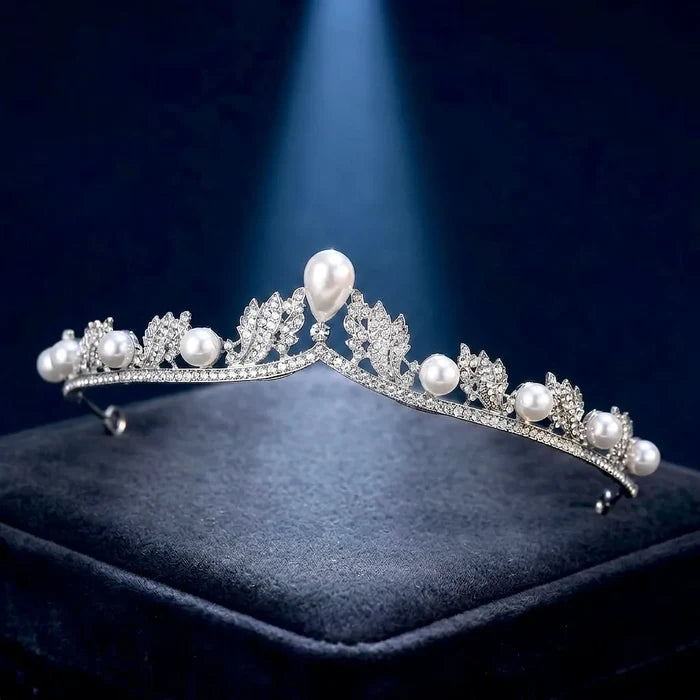Pearl & Crystal Bridal Tiara | Elegant Pearl Wedding Crown
