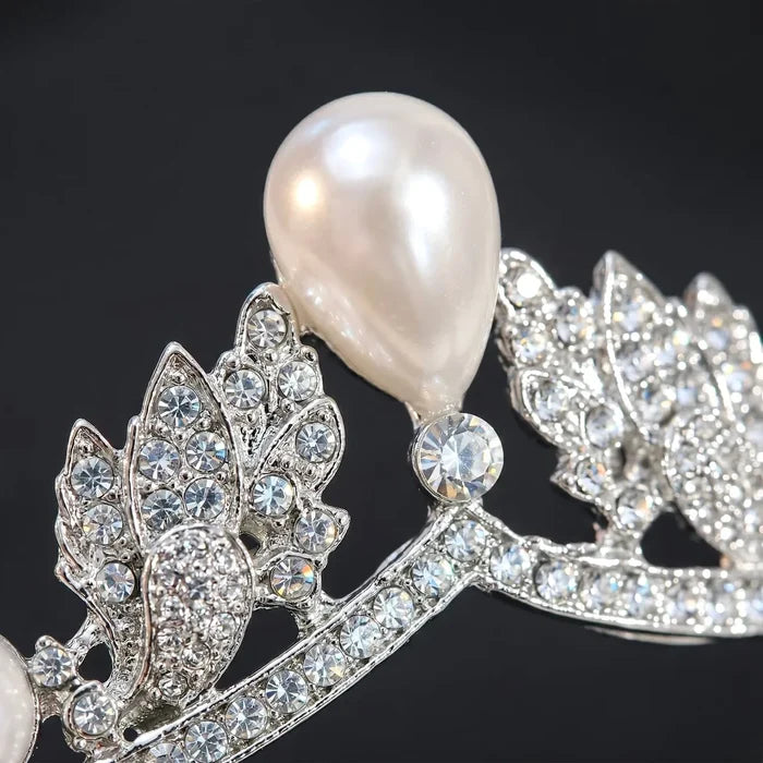 Pearl & Crystal Bridal Tiara | Elegant Pearl Wedding Crown