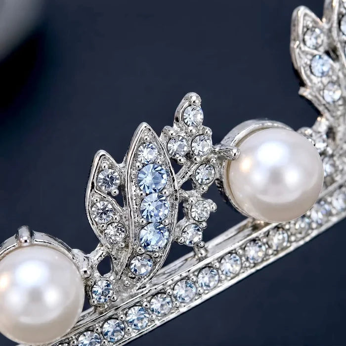 Pearl & Crystal Bridal Tiara | Elegant Pearl Wedding Crown