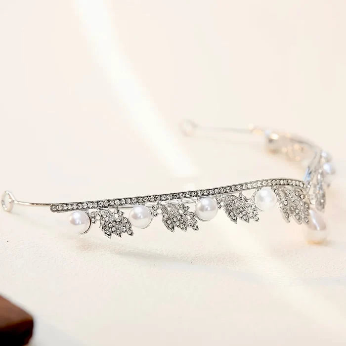 Pearl & Crystal Bridal Tiara | Elegant Pearl Wedding Crown