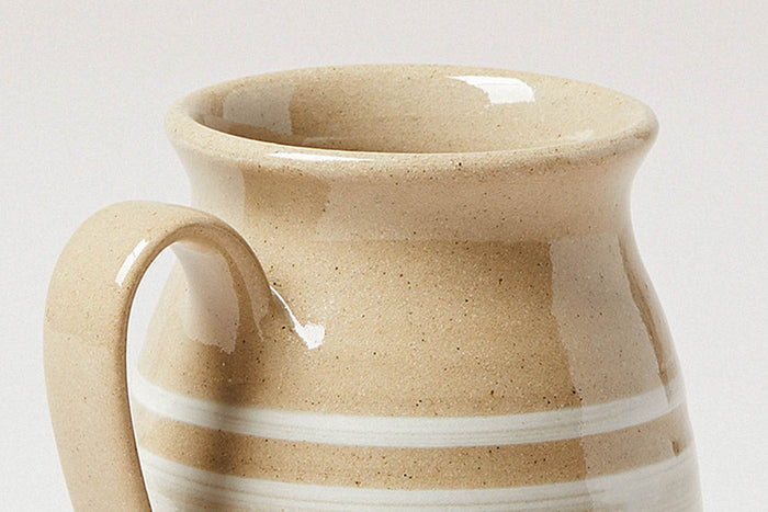 Yellowware Stoneware Mug — close view of handle and glaze; Farmhouse Pottery