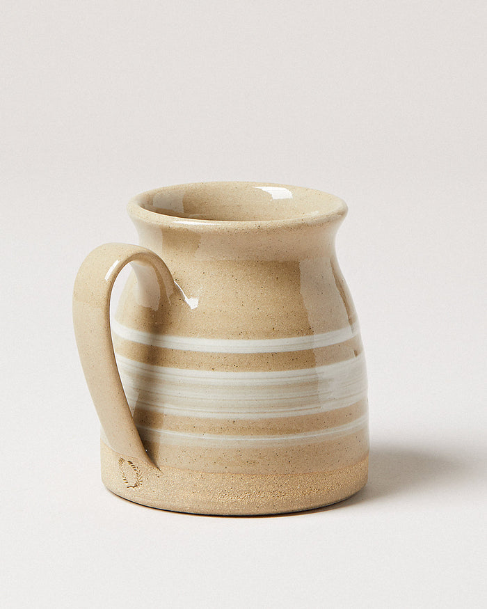 Yellowware Stoneware Mug — mug shown from the handle side; Farmhouse Pottery